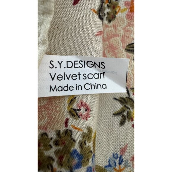 2/$30 NEW Cream Bird Floral Flower Printed Fashion Scarf - Picture 8 of 9